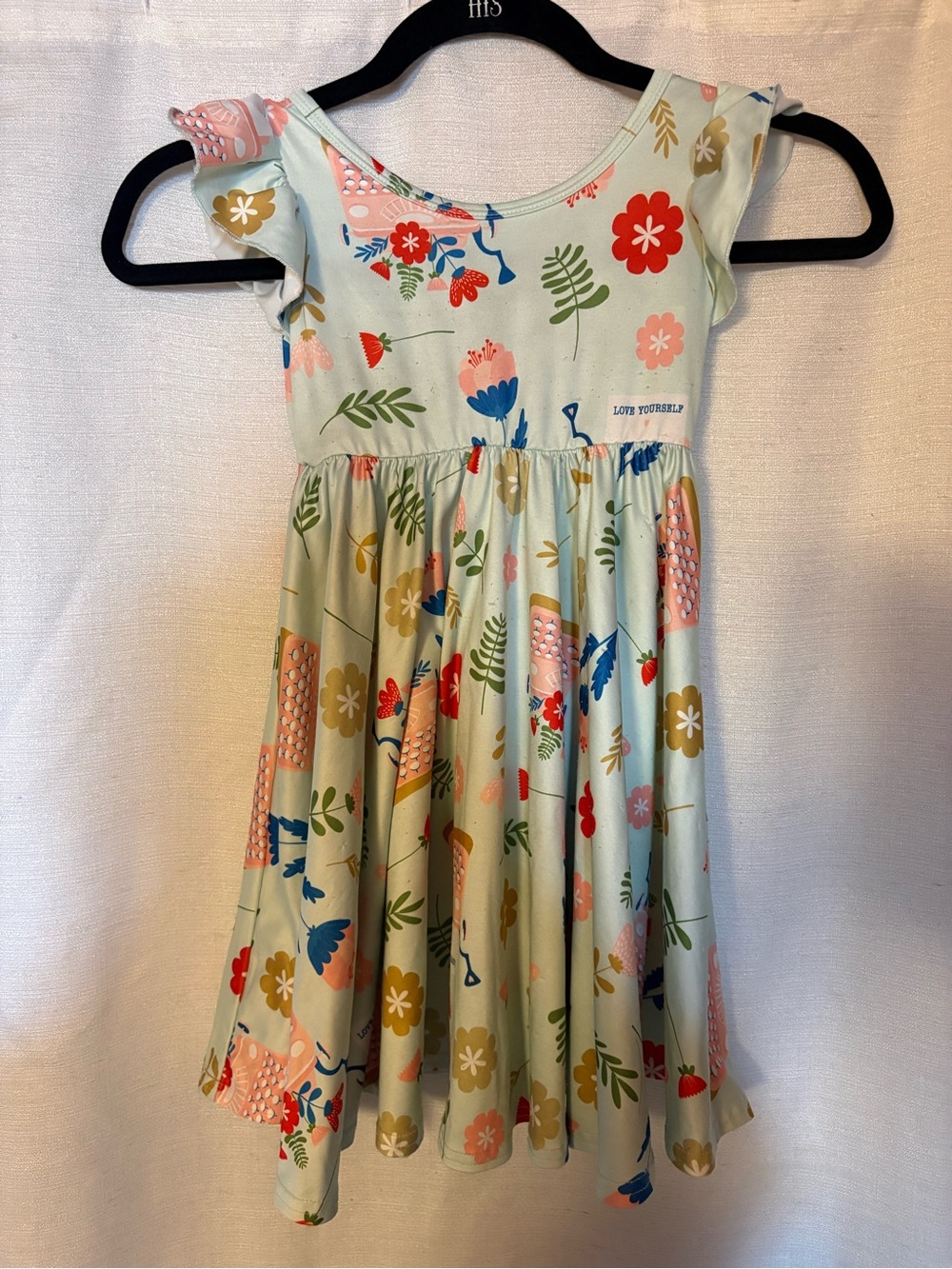 Dot Dot Smile Mint Floral Ruffle Sleeve Dress with Multicolor Flowers